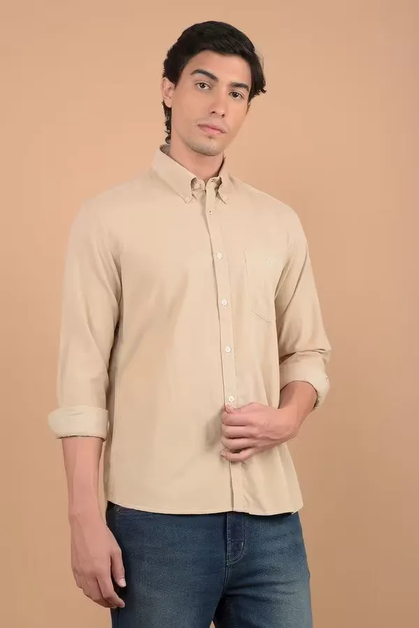 Lightly_Coffee_Solid_Cotton_Slim_Fit_Casual_Wear_Shirt_For_Men