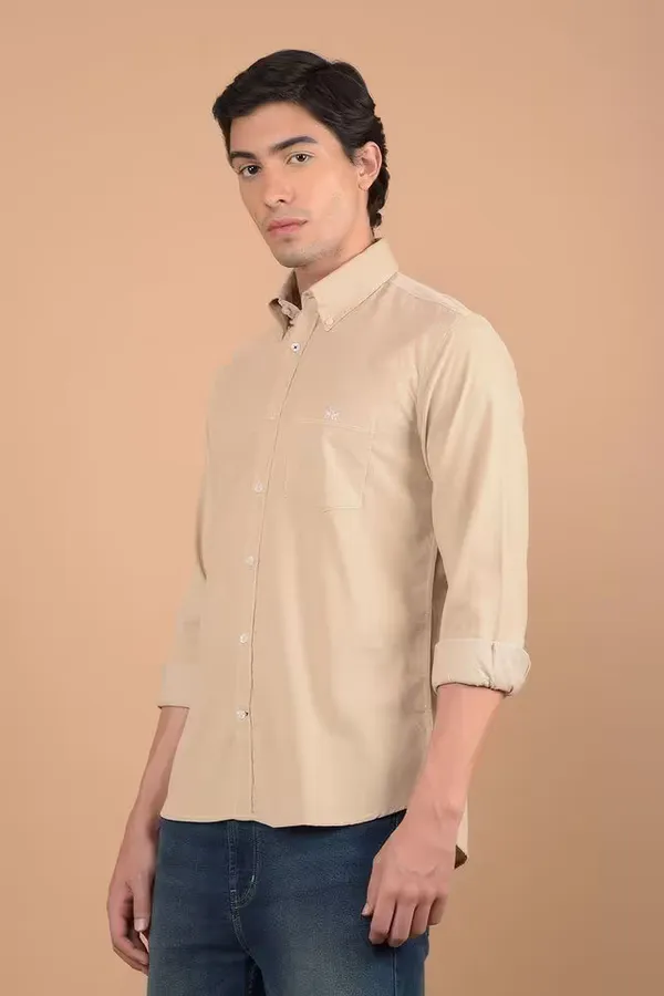Lightly_Coffee_Solid_Cotton_Slim_Fit_Casual_Wear_Shirt_For_Men