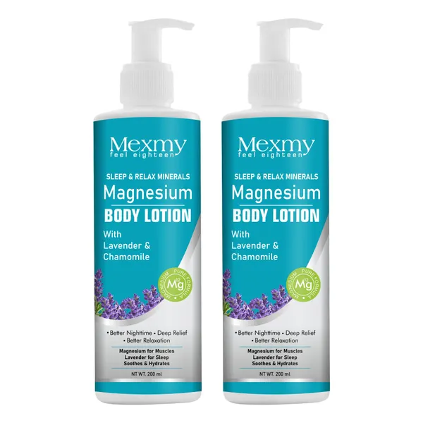 Mexmy10%_Magnesium_Sleep_Body_Lotion_200ml_|_For_Muscle_Recovery_&_Relaxation_|_Infused_with_Shea_Butter_&_Lavender_|_Mildly_Scented,_Lightweight_&_Non-Greasy_Formula_(Pack_Of_2-200ml)