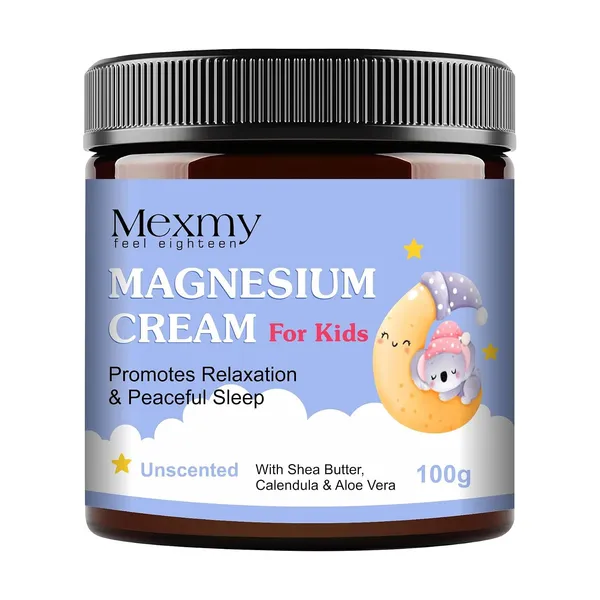 Mexmy_Magnesium_Cream_for_Kids_100g_|_Unscented_Bedtime/Night_Body_Cream_with_Magnesium,_Shea_Butter,_Calendula_&_Aloe_Vera_|_Gentle_Moisturizing_|_For_Relaxation_&_Daily_Skin_Care_(Pack_of_1)