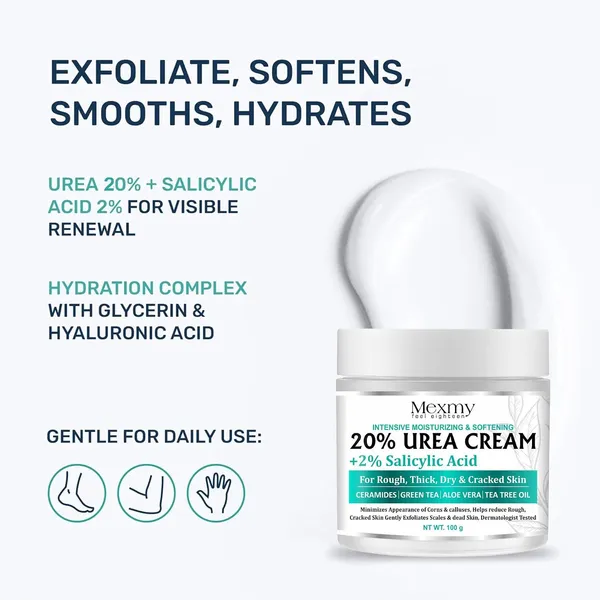 Mexmy_20%_Urea_Foot_Cream_Roll_On_100gm_|_For_Dry_&_Cracked_Heels_|_With_2%_Salicylic_Acid,_Olive_Oil_&_Vitamin_E_|_Helps_Repair_and_Moisturise_Cracked_Heels_(Pack_Of_2-200gm)