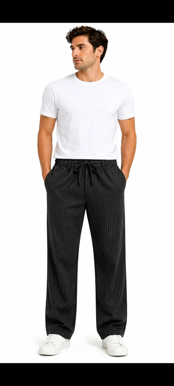 Elite_Stripes_Cotton_Linen_Pants_For_Men_-_Black