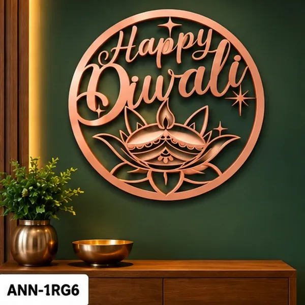 Decorative_"Happy_Diwali"_Diya_&_Lotus_Round_Wall_Hanging_Rose_Gold_color