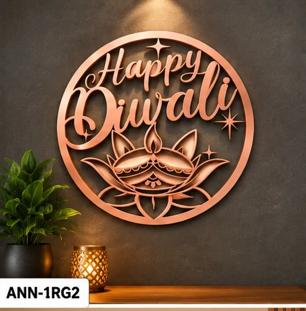 Decorative_"Happy_Diwali"_Diya_&_Lotus_Round_Wall_Hanging_Rose_Gold_color