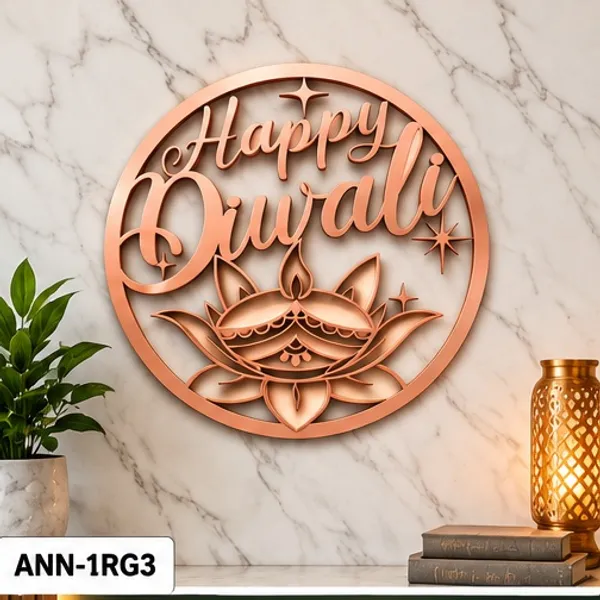 Decorative_"Happy_Diwali"_Diya_&_Lotus_Round_Wall_Hanging_Rose_Gold_color