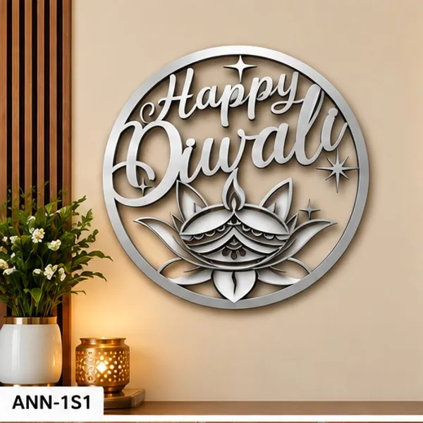 Decorative_"Happy_Diwali"_Diya_&_Lotus_Round_Wall_Hanging_SIlver