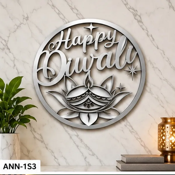Decorative_"Happy_Diwali"_Diya_&_Lotus_Round_Wall_Hanging_SIlver