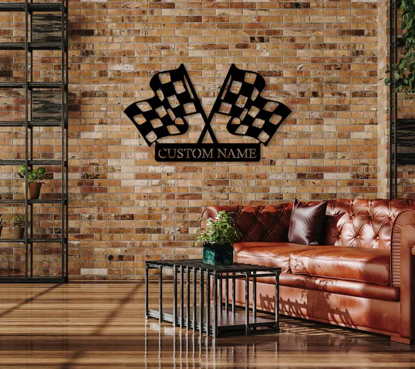 Custom_Checkered_Flag_Racing_Metal_Sign