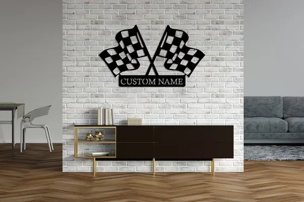 Custom_Checkered_Flag_Racing_Metal_Sign