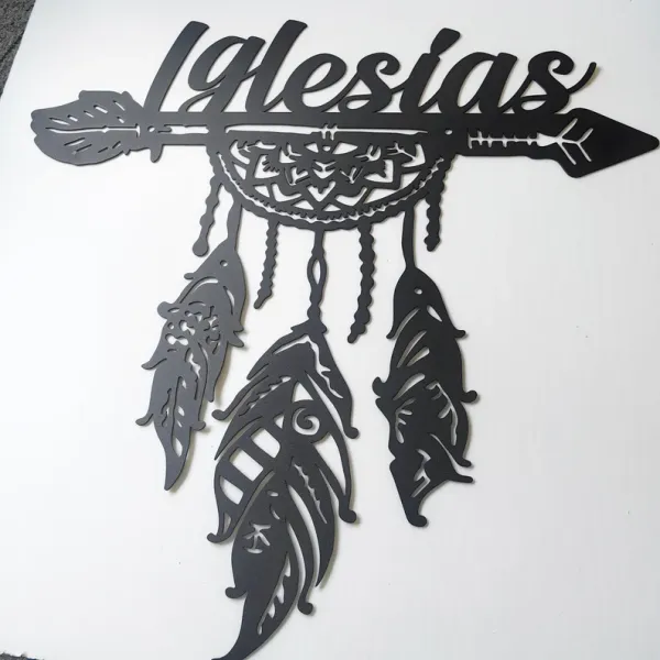 Iglesias_Name_Wall_Art_with_Dreamcatcher