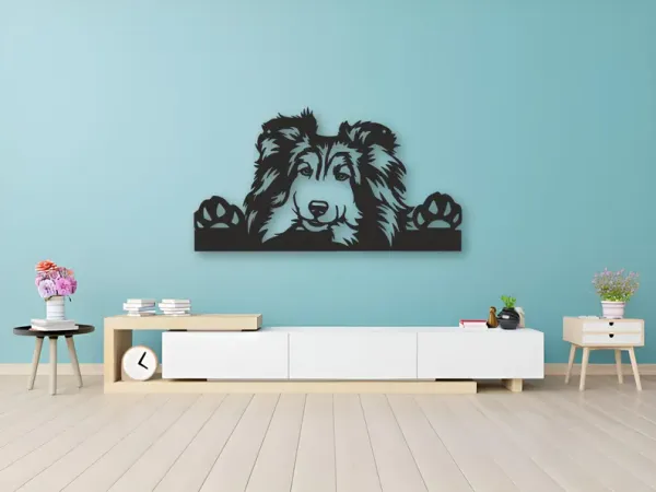 Stylish_Black_Wooden_Wall_Art_of_a_Playful_Dog_in_Modern_Home_Decor"
