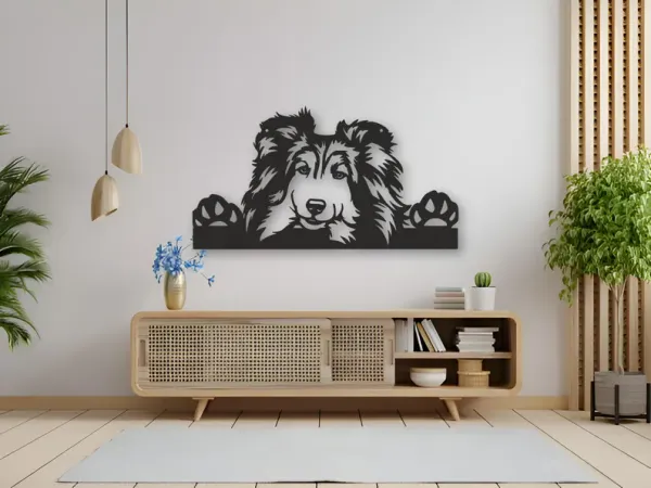Stylish_Black_Wooden_Wall_Art_of_a_Playful_Dog_in_Modern_Home_Decor"