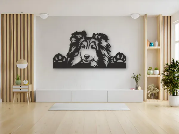 Stylish_Black_Wooden_Wall_Art_of_a_Playful_Dog_in_Modern_Home_Decor"