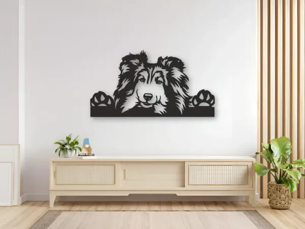 Stylish_Black_Wooden_Wall_Art_of_a_Playful_Dog_in_Modern_Home_Decor"