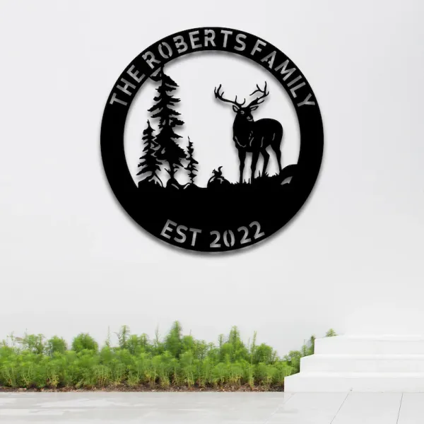 Personalized_Deer_Antler_Metal_Wall_Sign