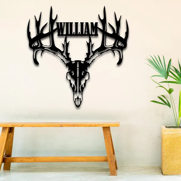 Personalized_Deer_Antler_Metal_Wall_Sign