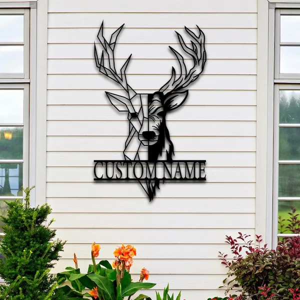 Personalized_Deer_Antler_Metal_Wall_Sign