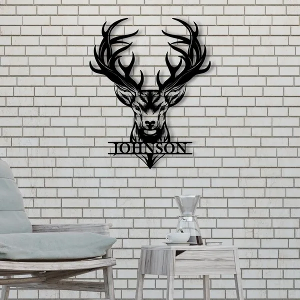 Personalized_Deer_Antler_Metal_Wall_Sign