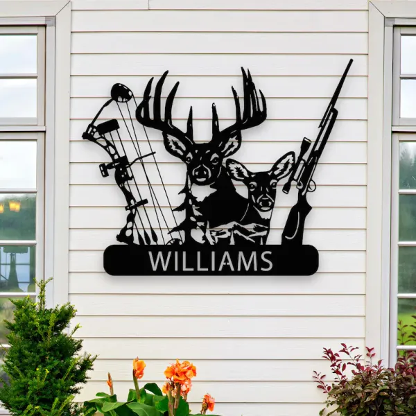 Personalized_Deer_Antler_Metal_Wall_Sign