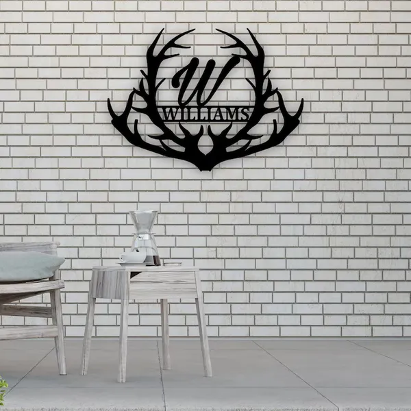 Personalized_Deer_Antler_Metal_Wall_Sign