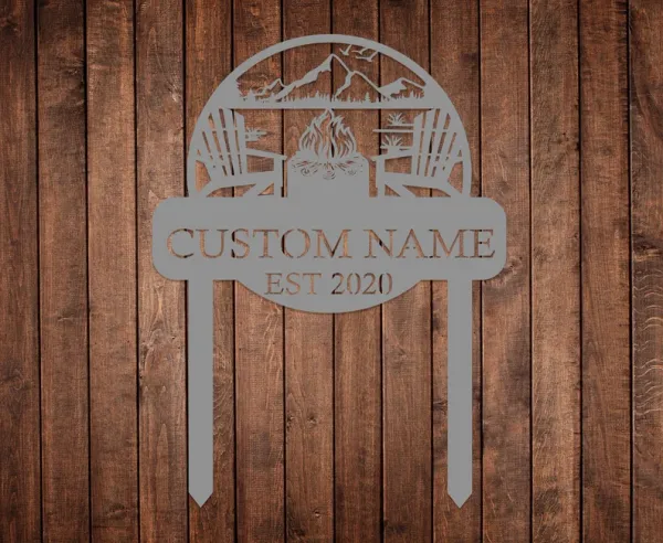 Custom_Campfire_Metal_Sign_with_Stakes