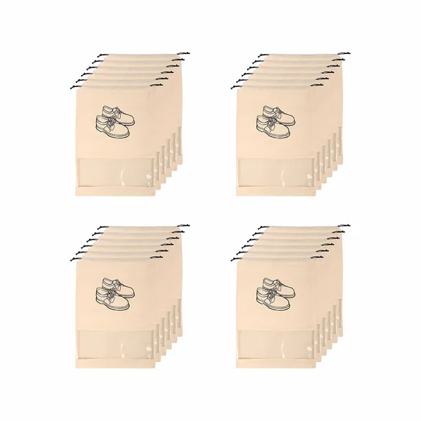 Set_of_24_Non-Woven_Travel_Shoe_Cover_For_Storage_|_Shoe_Bag_|_Shoe_Cover_For_Travelling_|_Big_Size_Single_(12_X_16_Inches)_With_Transparent_Window_(Ivory,_Pack_Of_24)