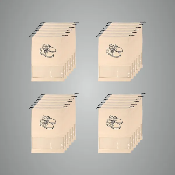 Set_of_24_Non-Woven_Travel_Shoe_Cover_For_Storage_|_Shoe_Bag_|_Shoe_Cover_For_Travelling_|_Big_Size_Single_(12_X_16_Inches)_With_Transparent_Window_(Ivory,_Pack_Of_24)
