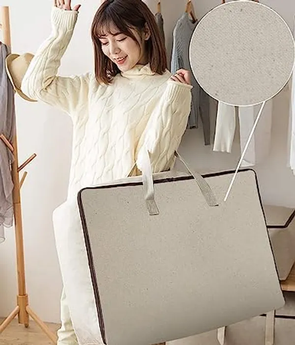 Pack_of_2_Cotton_Canvas_Foldable_Bed_Storage_Organizer_|_Quilt_Storage_Bags_Big_Size,_Blanket_Storage_Of_Extra_Large,_Underbed_Storage_Bag_For_Clothes_(60_X_45_X_22_Cm),_Off-White
