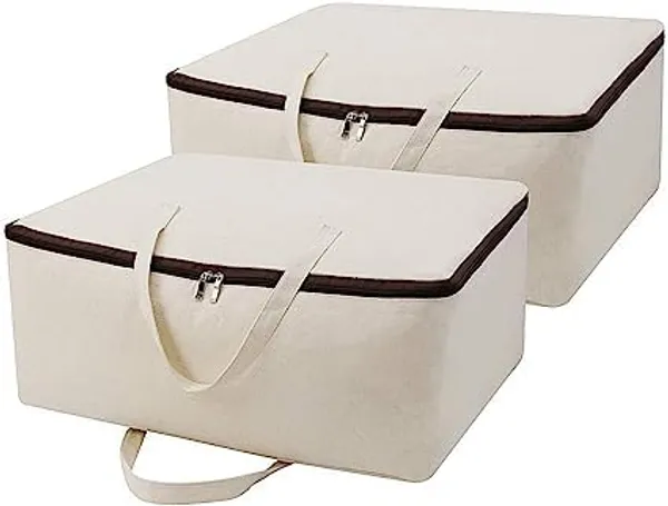 Pack_of_2_Cotton_Canvas_Foldable_Bed_Storage_Organizer_|_Quilt_Storage_Bags_Big_Size,_Blanket_Storage_Of_Extra_Large,_Underbed_Storage_Bag_For_Clothes_(60_X_45_X_22_Cm),_Off-White