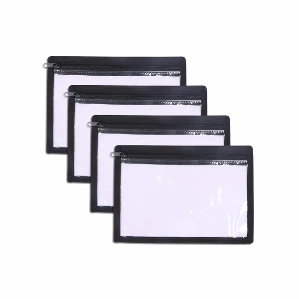 Pack_of_4_Transparent_Travel_Pouches_|_Clear_Makeup_Pouch_|_Small_Storage_Pouches_With_Zip_|_Plastic_Zipper_Pouch,_Portable_Travel_Accessories_With_Black_Border_(Pack_Of_4)