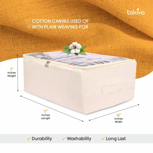 Pack_of_2_Cotton_Clothes_Storage_Bags_|_Saree_Covers_With_Zip_|_Wardrobe_Organizer_For_Women'S_Dresses,_Lehengas_|_Durable_Material,_Washable_&_Reusable_|_Size:_17_X_14_X_7_Inches_(Off-White)
