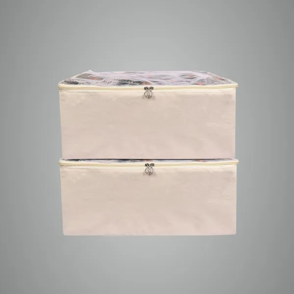 Pack_of_2_Cotton_Clothes_Storage_Bags_|_Saree_Covers_With_Zip_|_Wardrobe_Organizer_For_Women'S_Dresses,_Lehengas_|_Durable_Material,_Washable_&_Reusable_|_Size:_17_X_14_X_7_Inches_(Off-White)