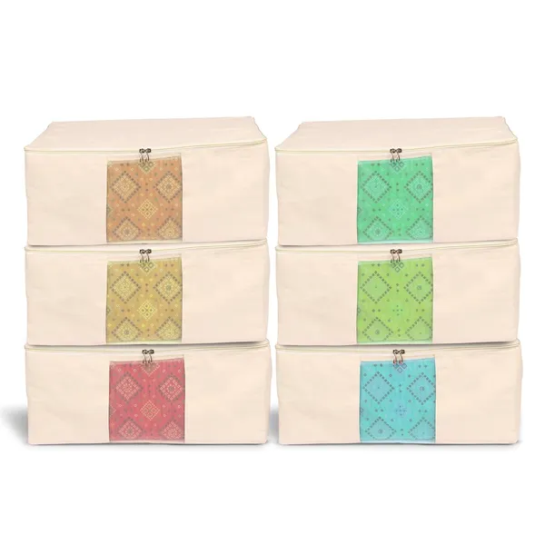 Pack_of_6_Cotton_Clothes_Storage_Bags_With_Zipper_|_Cotton_Canvas_Bags_|_Lehenga_Storage_Bags_Big_Size_For_Women'S_Dresses,_Sarees,_Lehengas_|_Durable_Material,Washable_&_Reusable_(Off_White)