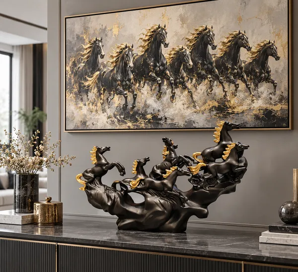 Black_And_Gold_Galloping_Horse_Sculpture