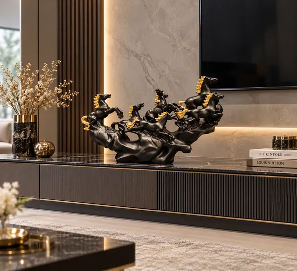 Black_And_Gold_Galloping_Horse_Sculpture