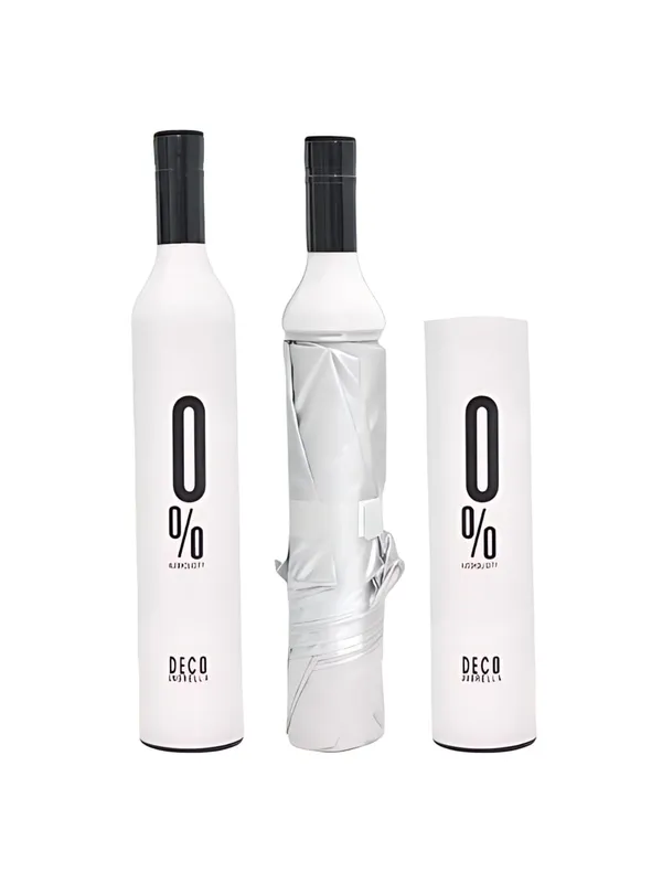 White_Manual_Portable_Bottle-Shaped_Foldable_Umbrella_With_Stylish_Case