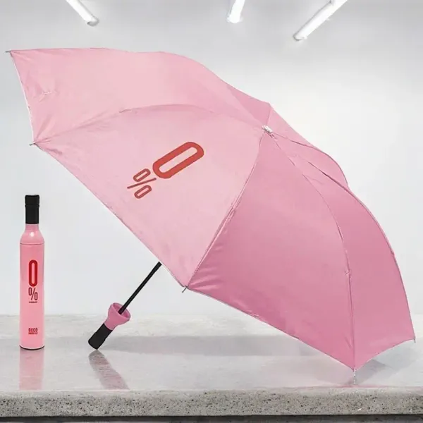 Pink_Manual_Portable_Bottle-Shaped_Foldable_Umbrella_With_Stylish_Case