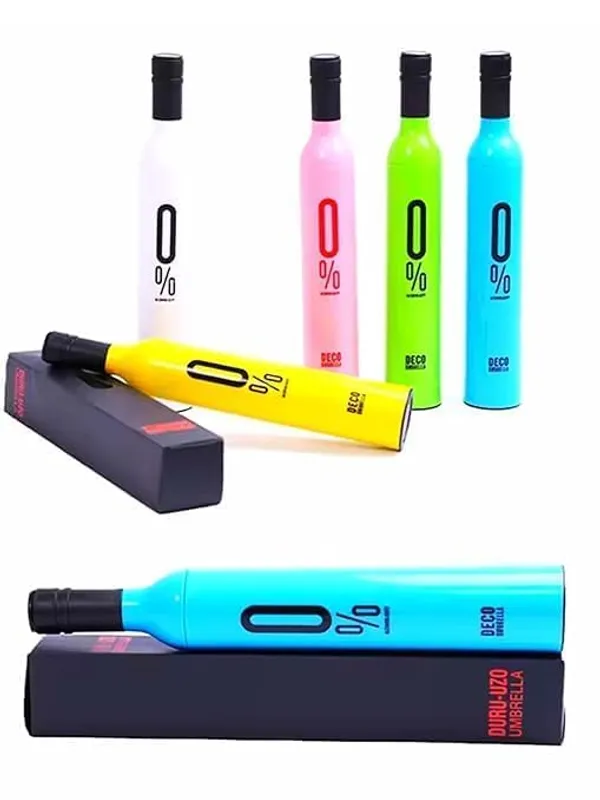 Green_Manual_Portable_Bottle-Shaped_Foldable_Umbrella_With_Stylish_Case
