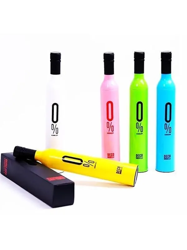 Green_Manual_Portable_Bottle-Shaped_Foldable_Umbrella_With_Stylish_Case