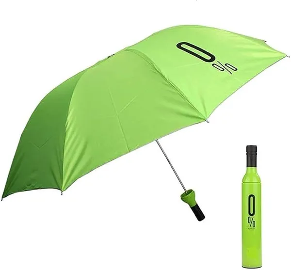 Green_Manual_Portable_Bottle-Shaped_Foldable_Umbrella_With_Stylish_Case