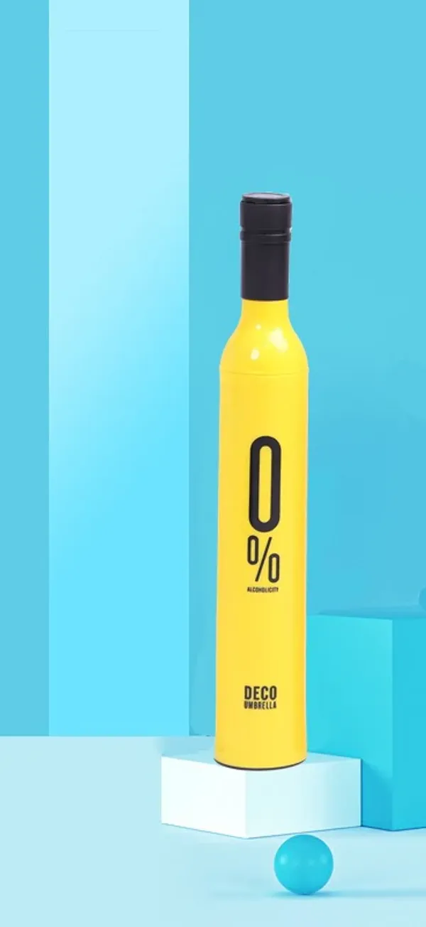 Yellow_Manual_Portable_Bottle-Shaped_Foldable_Umbrella_With_Stylish_Case