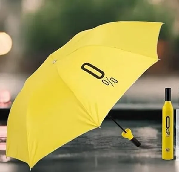 Yellow_Manual_Portable_Bottle-Shaped_Foldable_Umbrella_With_Stylish_Case