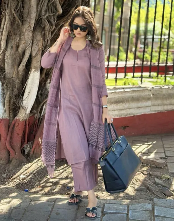 Mauve_Color_Grace_Cotton_Kurti_Set_For_Women