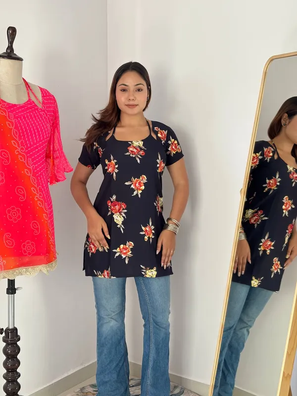 Navy_Blue_Floral_Pure_Cotton_Laila_Style_Top