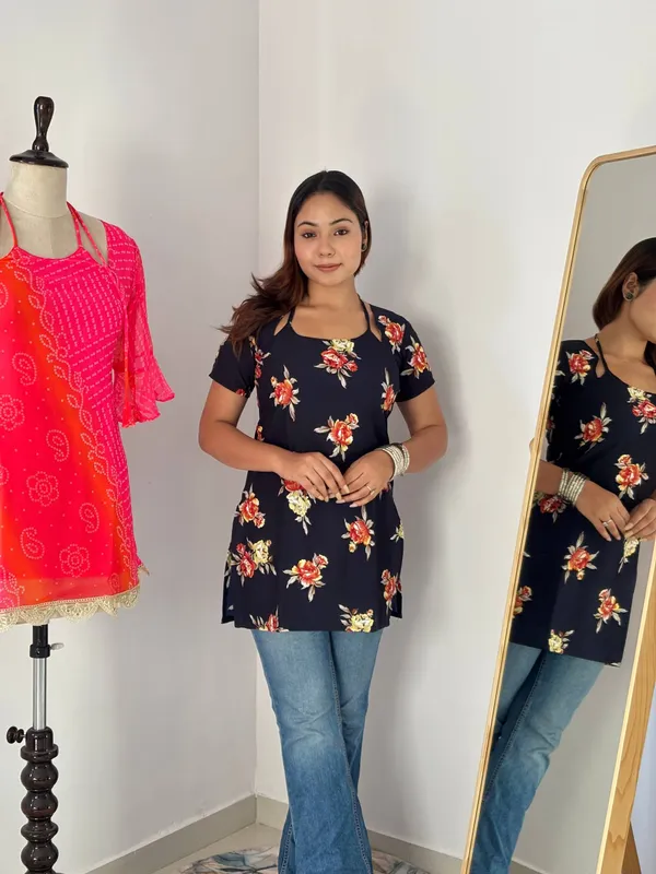 Navy_Blue_Floral_Pure_Cotton_Laila_Style_Top