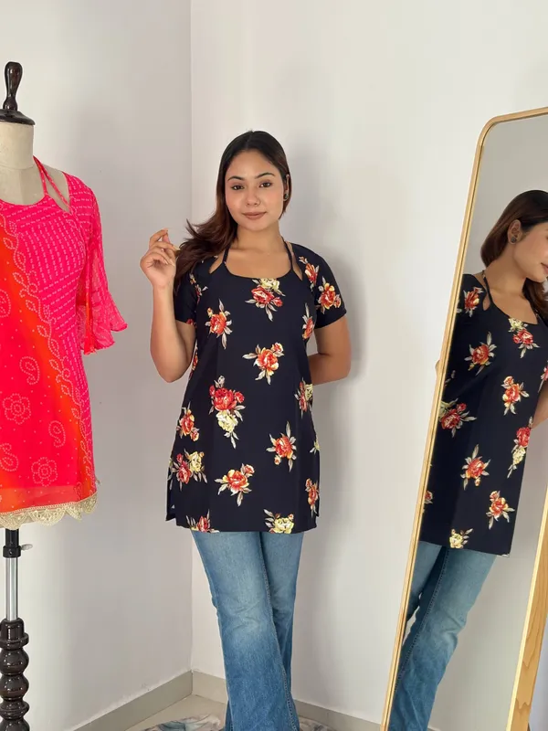 Navy_Blue_Floral_Pure_Cotton_Laila_Style_Top