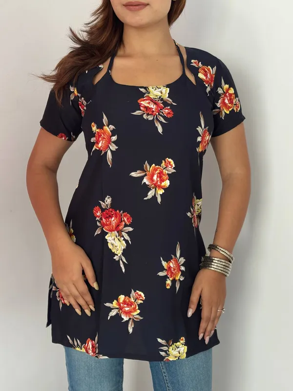Navy_Blue_Floral_Pure_Cotton_Laila_Style_Top