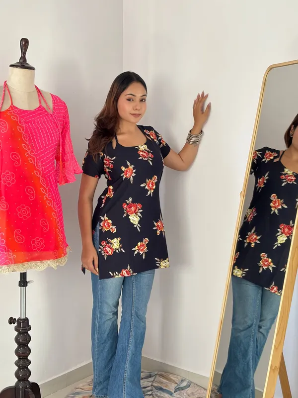 Navy_Blue_Floral_Pure_Cotton_Laila_Style_Top