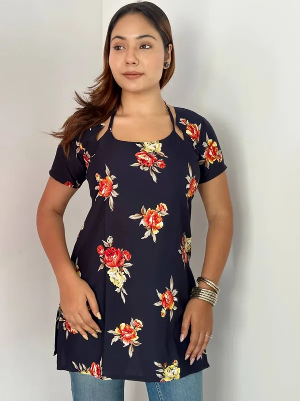 Navy_Blue_Floral_Pure_Cotton_Laila_Style_Top