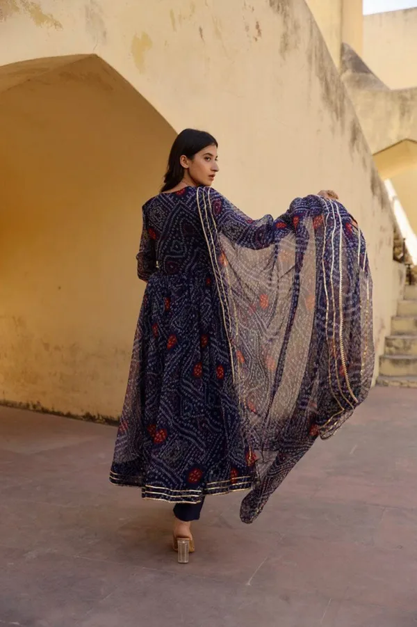 Nevy_blue__bandhani_print__kurta_with_dupatta